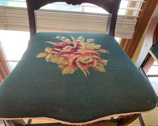 #2	(4) blue needle point dining chairs 	 $100.00 

