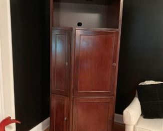 #5		cabinet with 4 doors with slide out drawers and storage 32x21x76 	 $75.00 
