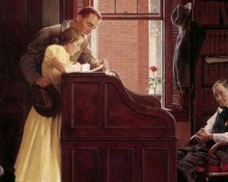 NORMAN ROCKWELL SUNDAY MORNING POST "MARRIAGE LICENSE"