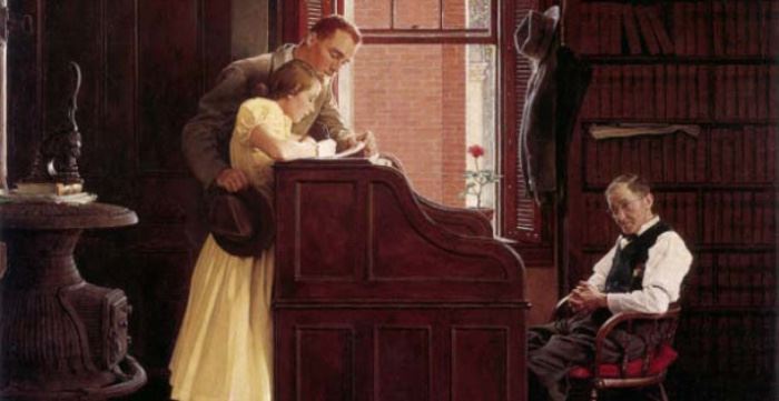 NORMAN ROCKWELL SUNDAY MORNING POST "MARRIAGE LICENSE"