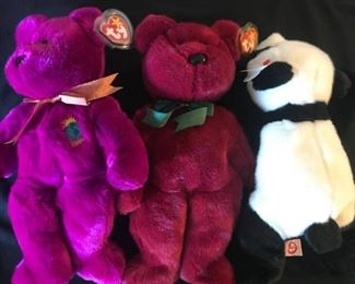 TY Beanie Buddies "Millennium, Teddy and Peking"