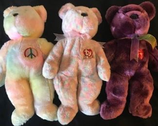 TY Beanie Buddies "Peace, 2000 Signature Bear and 15 Year Anniversary"