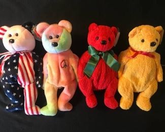 TY Beanie Babies "Spangle, Peace, Mistletoe and Poopsie"