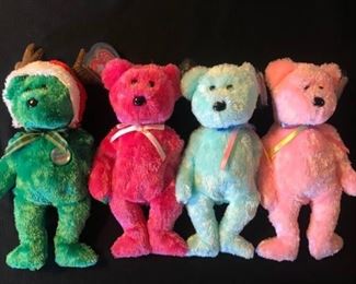 TY Beanie Babies "Holiday Teddy, Sherbet, Sherbet, and Sherbet"
