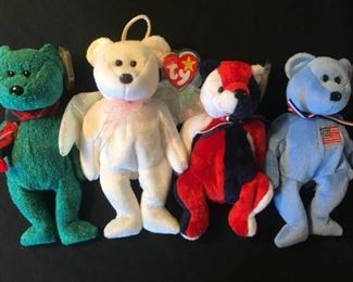 TY Beanie Babies "Wallace, Halo, Patriot and America"