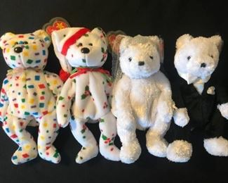 Retired TY Beanie Babies "TY 2K, 1998 Holiday Teddy, Bride and Groom"