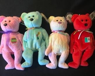 Retired TY Beanie Babies "Eggs, Ariel, Groovy and Osito"