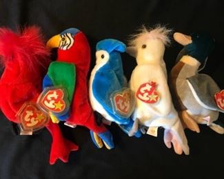 TY Beanie Babies "Mac, Jabber, Rocket, KuKu and Jake"