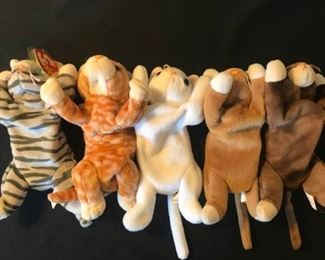 RARE TY Beanie Babies "Prance, Amber, Flip, Nip and Pounce"