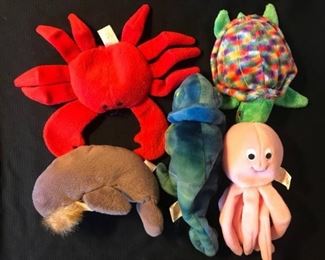 RARE TY Beanie Babies "Jolly, Digger, Rainbow, Zoom and Inky