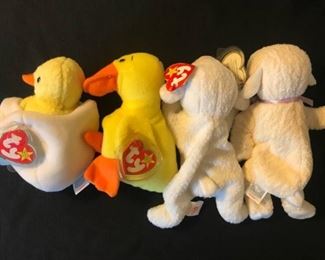 TY Beanie Babies "Eggbert, Quackers, Fleece and Fleecie"
