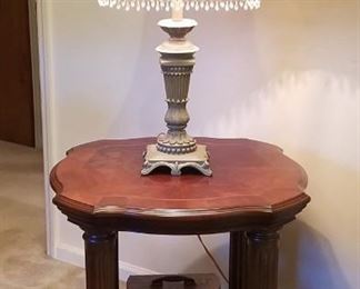 Inlaid Table, Lamp, Box