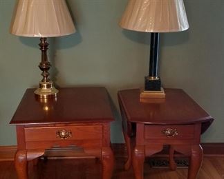 Oak End Tables and Lamps