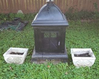 Outdoor Fireplace and Planters