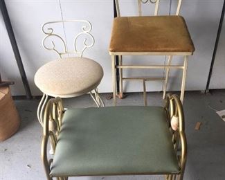 Vtg Metal Vanity Benches