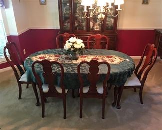 Cherry Dining Room set with 6 upholstered chairs