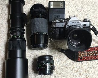 Canon 35mm camera and 3 lenses. Will be priced individually.