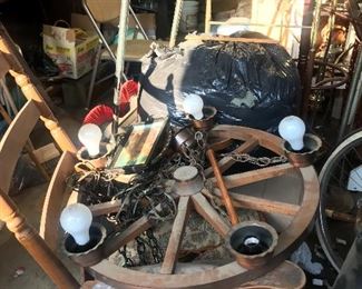 Vintage wagon wheel chandelier