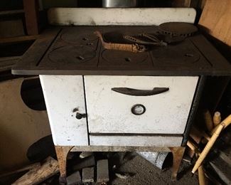 A wood burning kitchen stove.