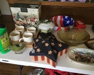 Decor and cups, boxes, bowls