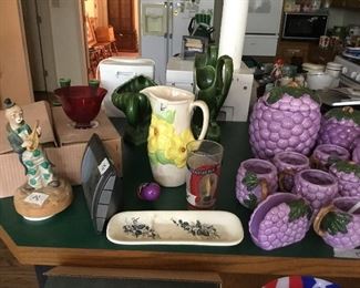 Glassware, purple grape set , clown