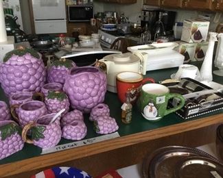 Rest of purple glass set, cups, miscellaneous