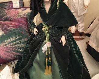 Franklin Mint Gone with the Wind dolls - Scarlet in green curtain dress