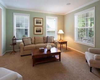 Cream Couch and Coffee Table