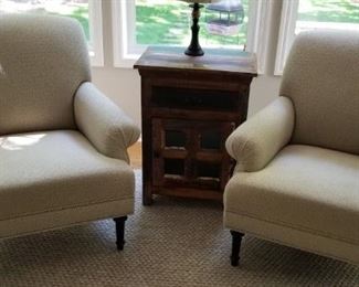 Ethan Allen Club Chairs with Brass Tacks