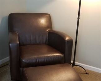 Leather Club Chair and Ottoman