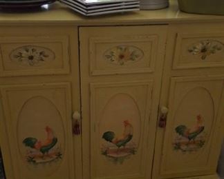 Cabinet with handpainted roosters