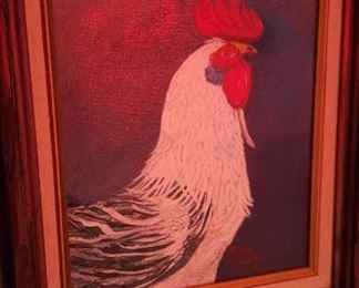 Rooster painted on canvas by owner