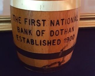 First National Bank of Dothan wooden barrel bank
