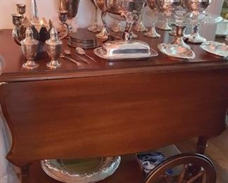 Tea cart and silver plate