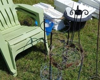 Plant stands and outdoor chairs