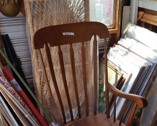Rattan screen and rocking chair