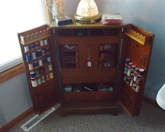 VINTAGE SEWING CHEST WITH ALL THE GOODIES