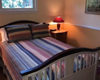 HOUSE OF BEDROOMS WOODEN FULL SIZE BED WITH MATTRESS AND 2 NIGHTSTANDS                                                           