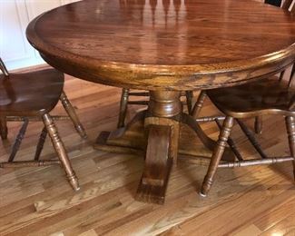 WOODEN ROUND DINING TABLE W/3 CHAIRS
