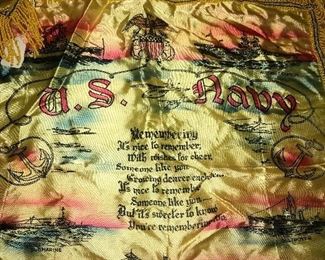 VINTAGE U.S. NAVY SWEETEART SILK PILLOW CASE 
