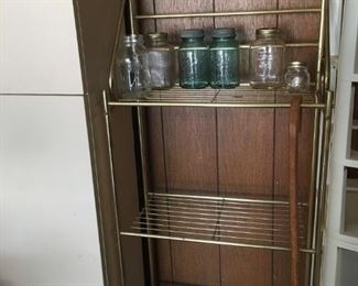 Bakers rack, vintage canning jars