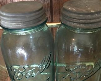Vintage ball canning jars with zinc lids