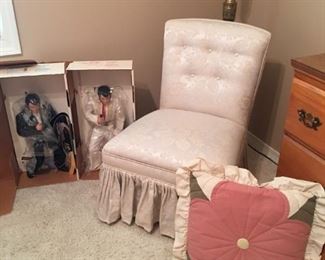 Bedroom chair, Elvis decanter collection