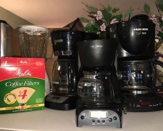 Several makes and manufactures of coffee pots