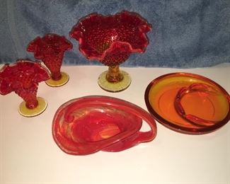 Vintage Amberina glassware