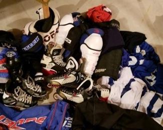 . . . ice & roller hockey gear: equipment bag, shin guards, skates, etc.
