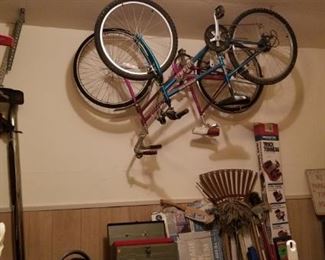 A girl's Trek bicycle and a vintage woman's Schwinn...