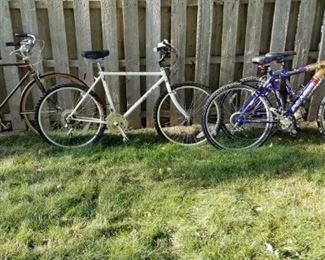 Men's Schwinn, Men's KHS and 2 Extreme mountain bikes.