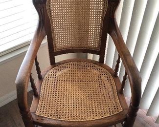 Vintage Oak & Cane Arm Chair - $200 - (22W  20D  36H)