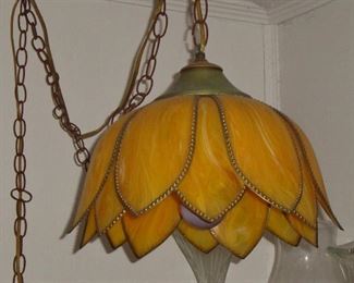 FANTASTIC SWAG LAMP - MARIGOLD WITH GOLD BEADED EDGING 